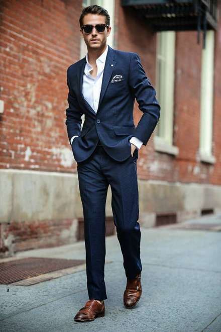 What Color Shoes to Wear With Blue Pinstripe Suit